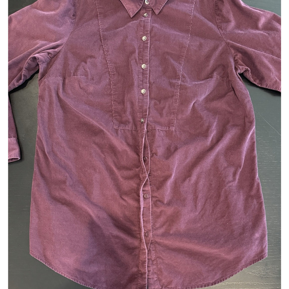 J JILL Womens 1X Purple Corduroy Long Sleeve Tunic Button Front Light Weight - Picture 6 of 9